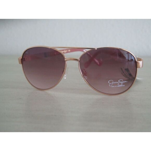 JESSICA SIMPSON J6009 RGDRS Women Pink Gold Aviator Chain Link Sunglasses $50 - Picture 1 of 7